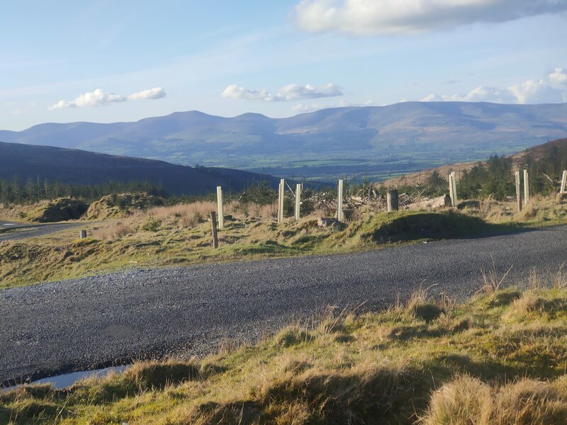 Road near Crow Hill Car Park with Galty mountains in distance