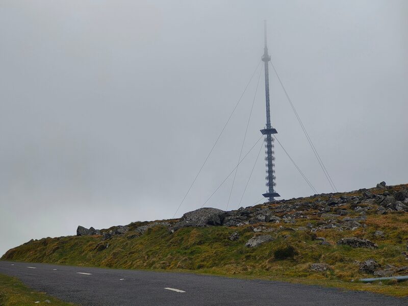 Mount Leinster mast upper part lost in the clouds