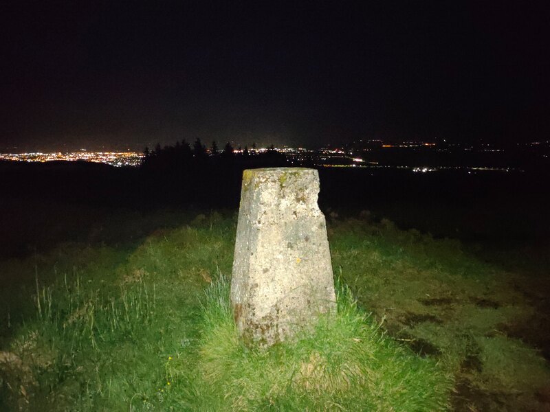 Trig Pillar of Woodcock Hill at night