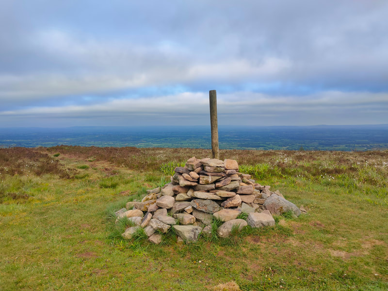 Pile of stones and timber steak on high point of Laois and Offaly