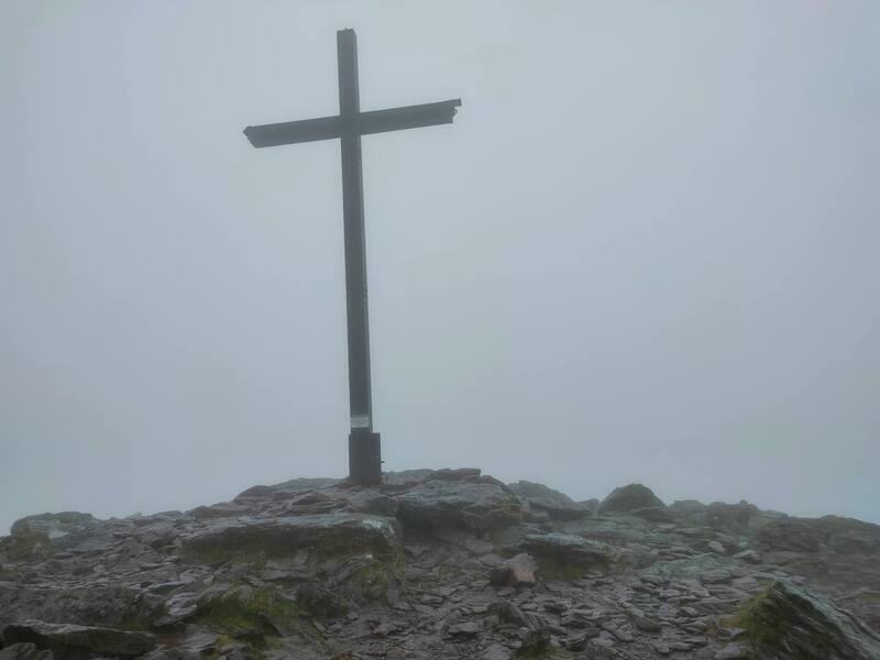Carrauntoohil Cross on overcast day