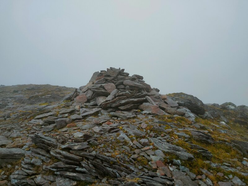 Pile of stones marking the top of Shehy Mountain