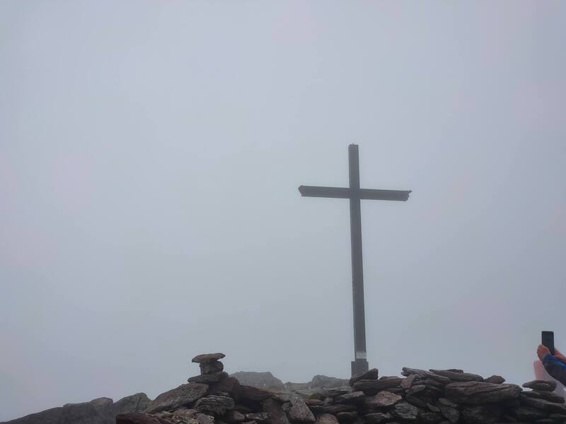 Cross of Carrauntoohil on an overcast day
