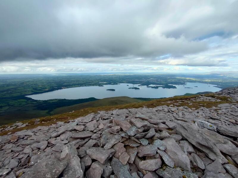 Lough Leane from a stony Tomies Mountain