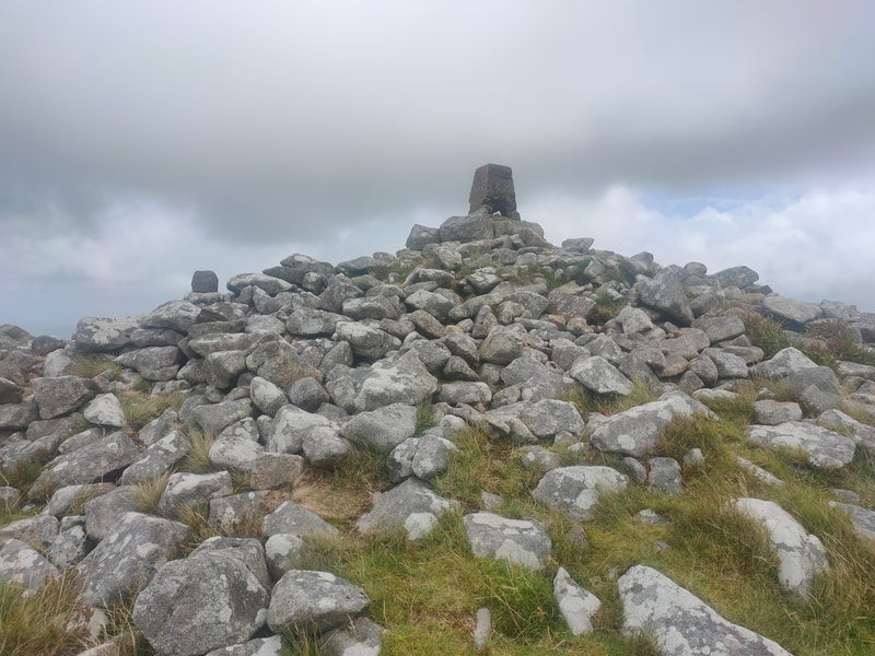Brandon Hill Trig Pillar sitting on a mound of stones