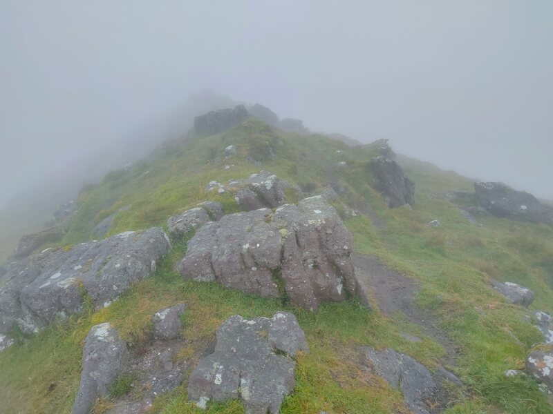 A few rocks on an overcast mountain