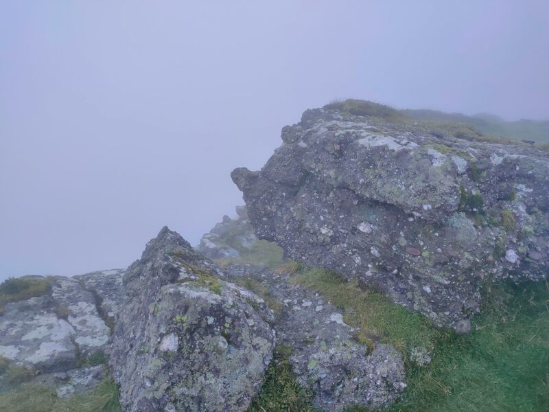 A few rocks on overcast top of Cush Mountain